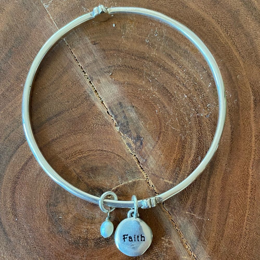 BRIGHTON Faith silver dangle charm bangle bracelet‎